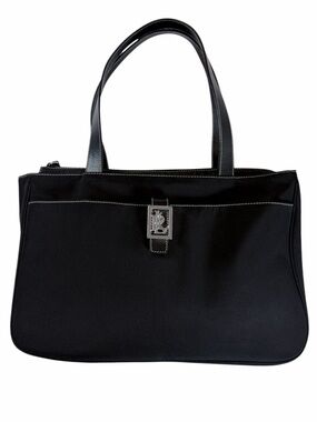 Lauren Ralph Lauren Black Zip Nylon Tote Silver Hardware Laptop Everyday